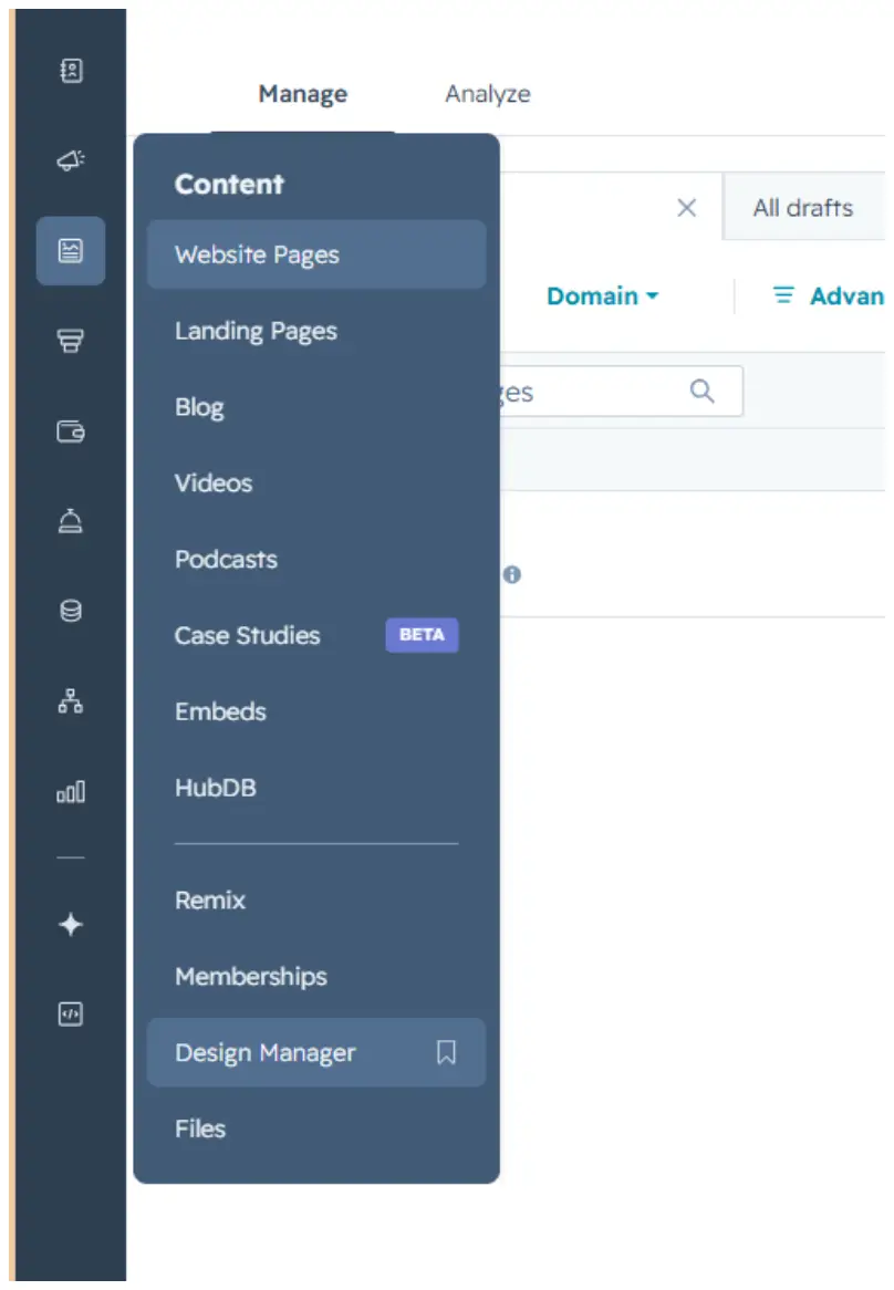 Navigating to the module in Design Manager