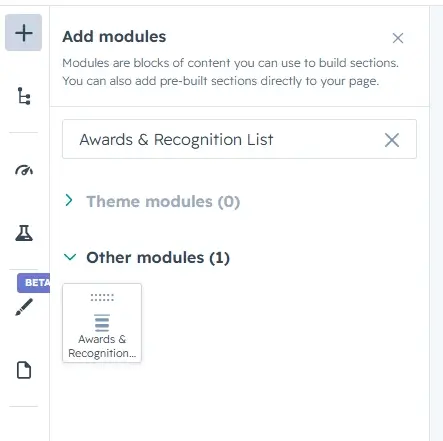 Searching for the module in Add modules