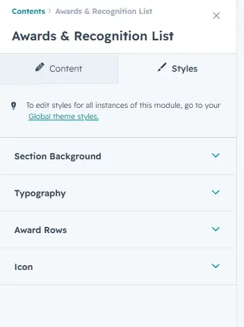 Styles tab groups