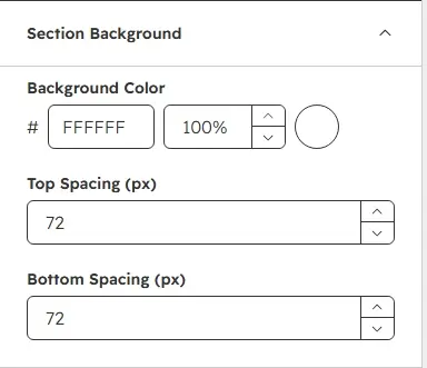 Section Background settings