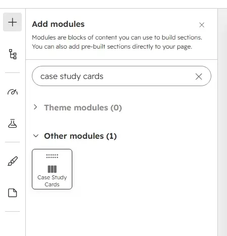 Searching for the module in Add modules