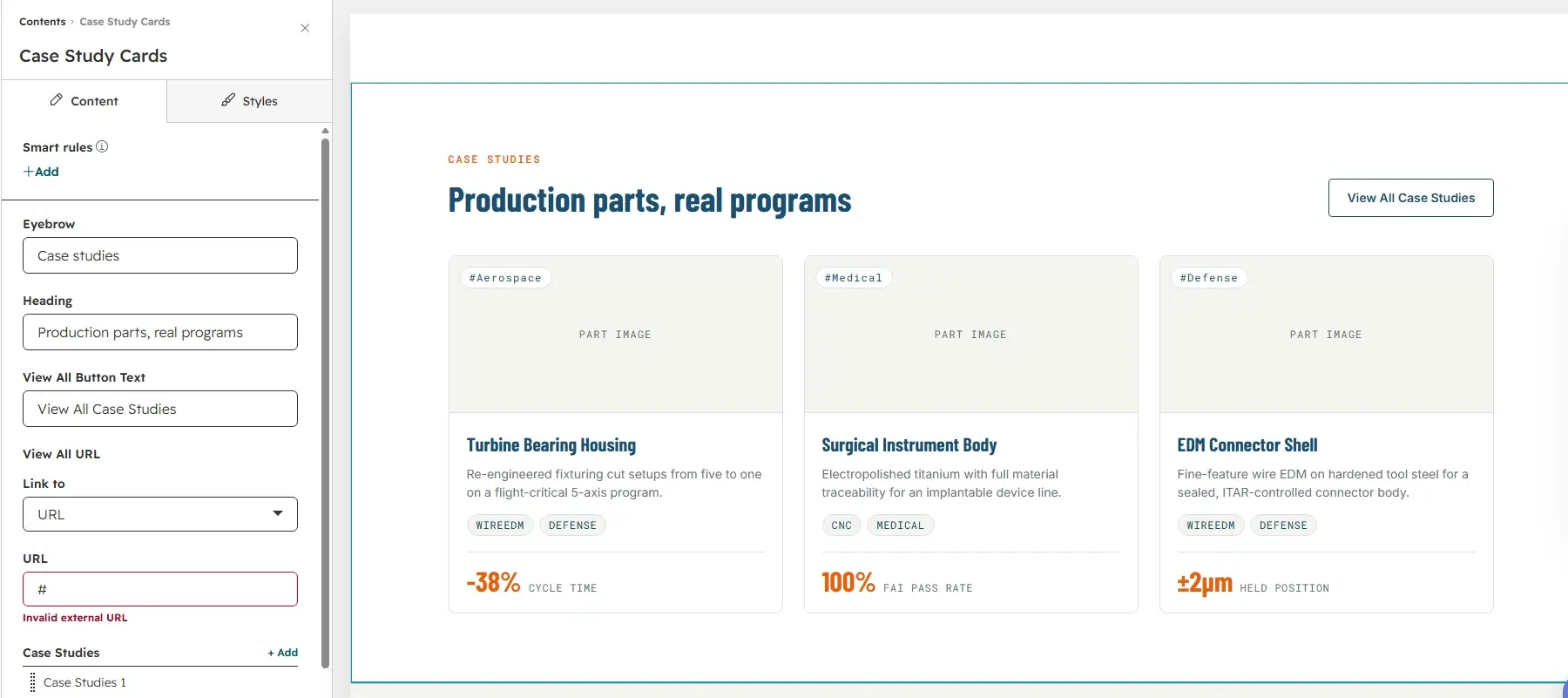 Dragging the module onto the page
