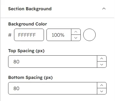 Section Background settings