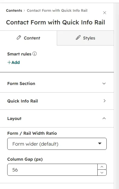 Layout ratio options