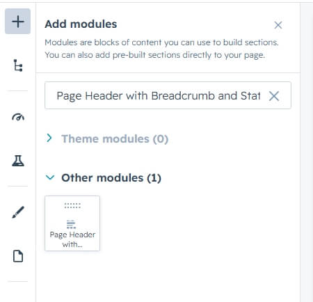 Searching for the module in Add modules