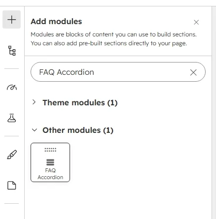 Searching for the module in Add modules