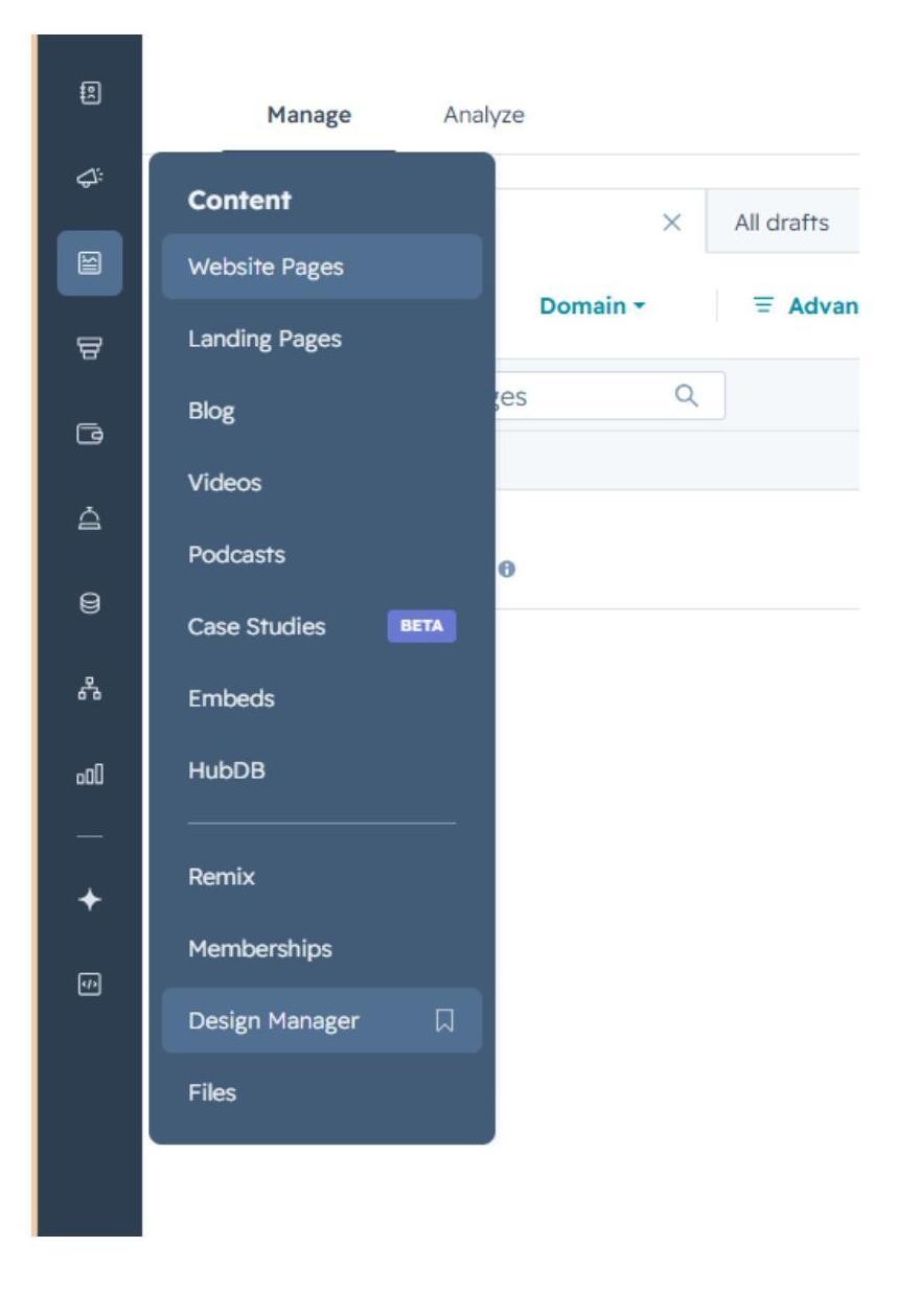 Navigating to the module in Design Manager