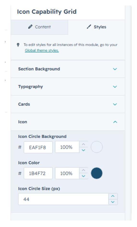 Cards settings