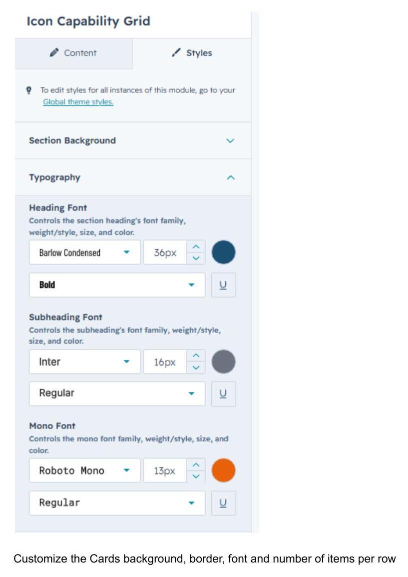 Section Background settings