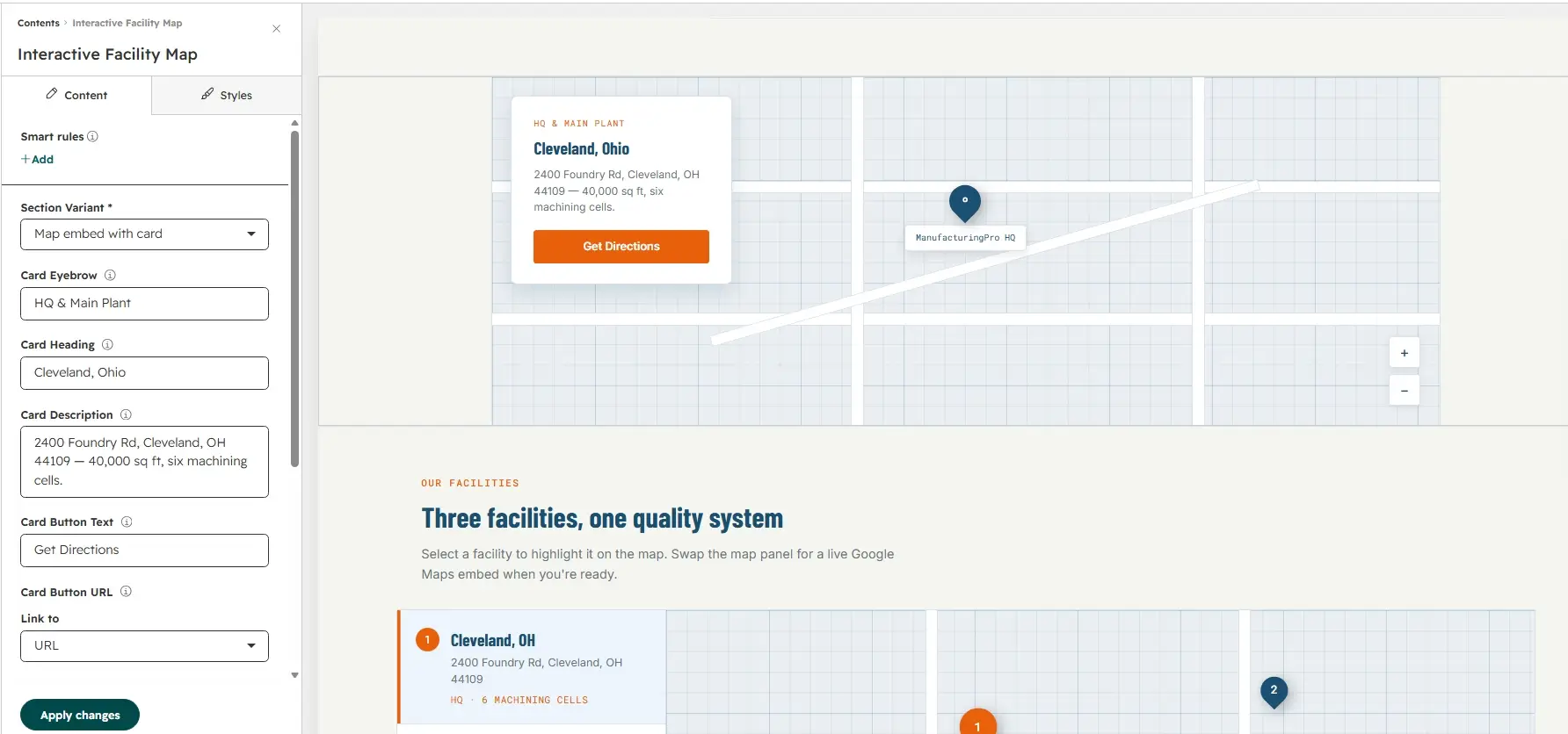 Dragging the module onto the page