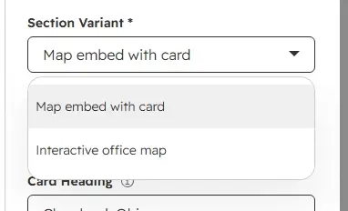 Section Variant dropdown