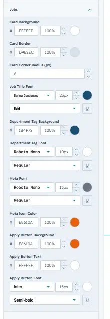 Jobs settings