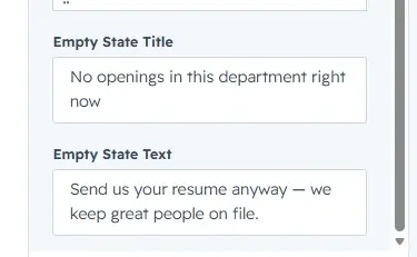 Empty State Title and Text fields