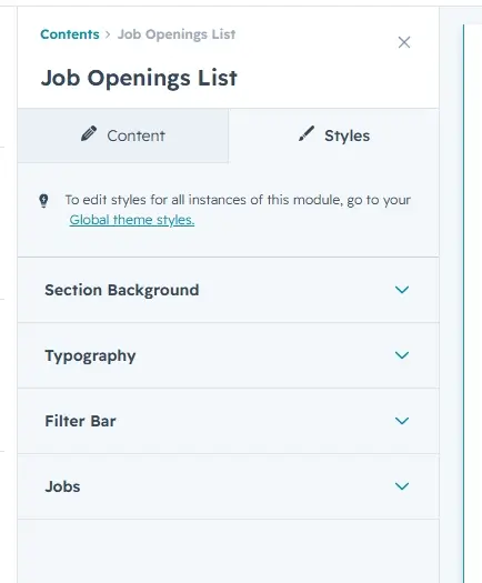 Styles tab groups
