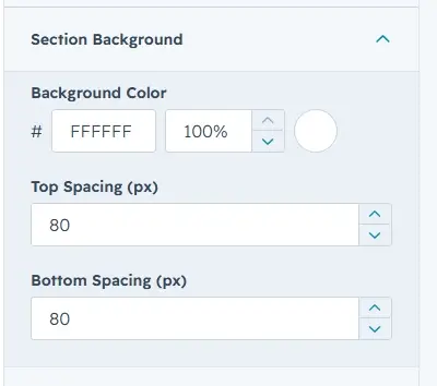 Section Background settings