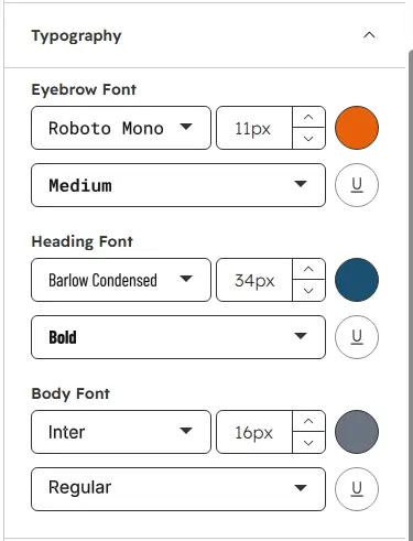 Typography settings