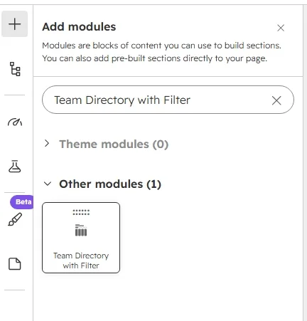 Searching for the module in Add modules