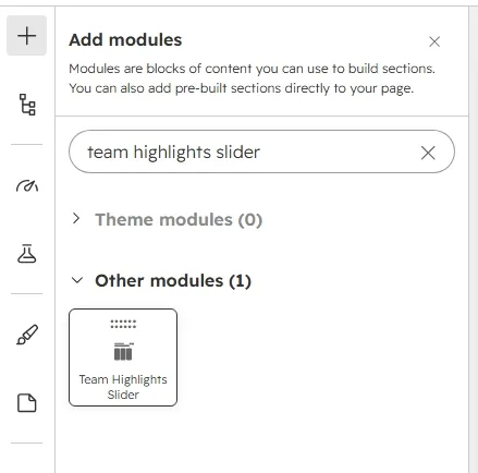 Searching for the module in Add modules