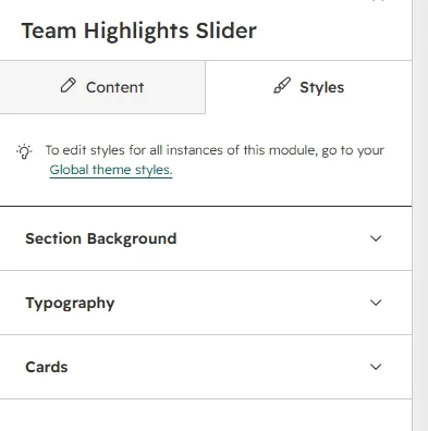 Styles tab groups