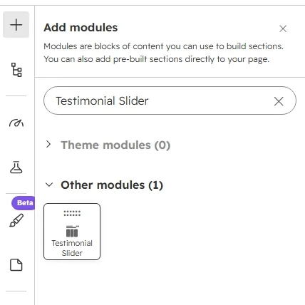 Searching for the module in Add modules