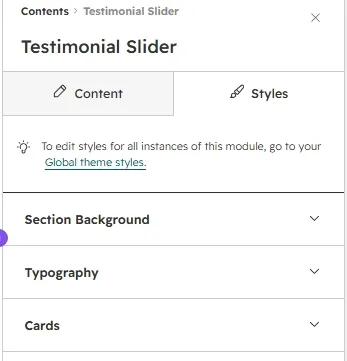 Styles tab groups