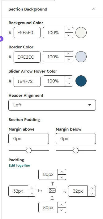 Section Background settings