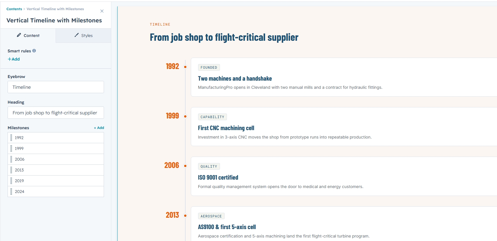Dragging the module onto the page